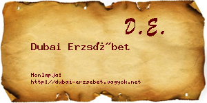 Dubai Erzsébet névjegykártya